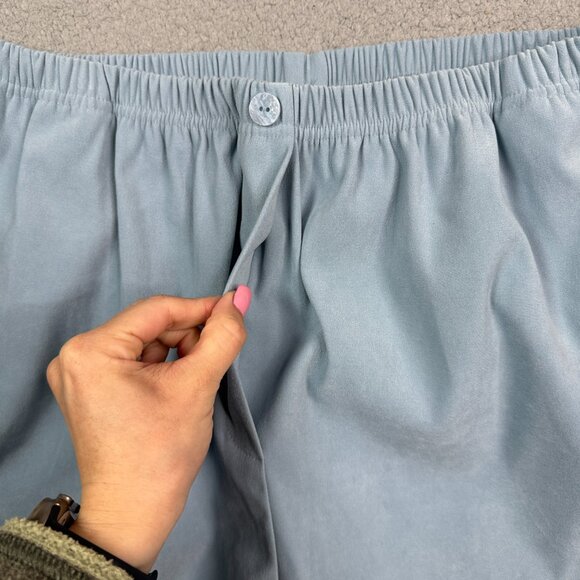 Vintage Pants Women Size 14 Light Sky Blue Straight Pull On Stretch Soft Twill - Picture 8 of 10